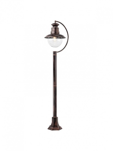 Immagine di Lampione Da Giardino Stile Vintage Rustico Nero Rame Con Palla Vetro IP44 Scott Smarter