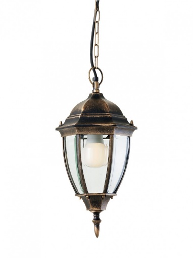 Immagine di Sospensione Classica Per Esterno Sfaccettata Nero Oro Sevilla IP44 Smarter