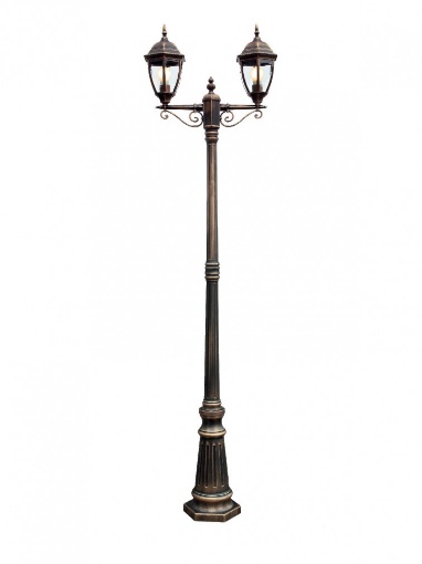 Immagine di Lampione Da Esterno Alto 2 Luci Nero Oro Design Classico IP44 Sevilla Smarter