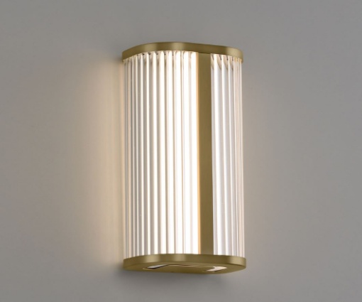 Immagine di Applique Oro Vetro Rigato Diva 30 cm Per Bagno IP44 Led 12w CCT ACB
