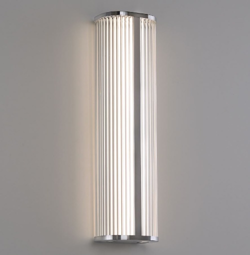 Immagine di Applique Diva Cromo Con Vetro Rigato Led CCT 2700k 3000k H60 cm IP44 ACB