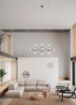 Immagine di Lampadario Nero Doris 20 Sfere Vetro Bianco G9 L155 cm ACB