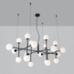 Immagine di Lampadario Nero Doris 20 Sfere Vetro Bianco Opale G9 L155 cm ACB 