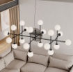 Immagine di Lampadario Nero Doris 20 Sfere Vetro Bianco Opale G9 L155 cm ACB 