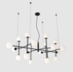 Immagine di Lampadario Nero Doris 20 Sfere Vetro Bianco Opale G9 L155 cm ACB 