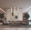 Immagine di Grande Lampadario Per Salone Doris Oro 20 Sfere Vetro Bianco ACB