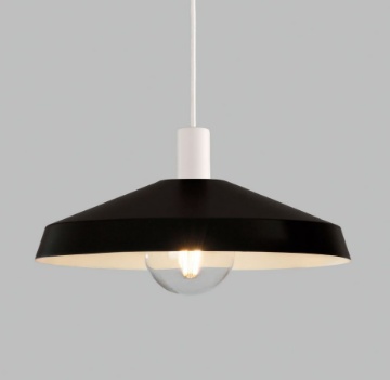 Immagine di Sospensione Bianca Evelyn Paralume Nero 1xE27 Ø43,5 cm ACB