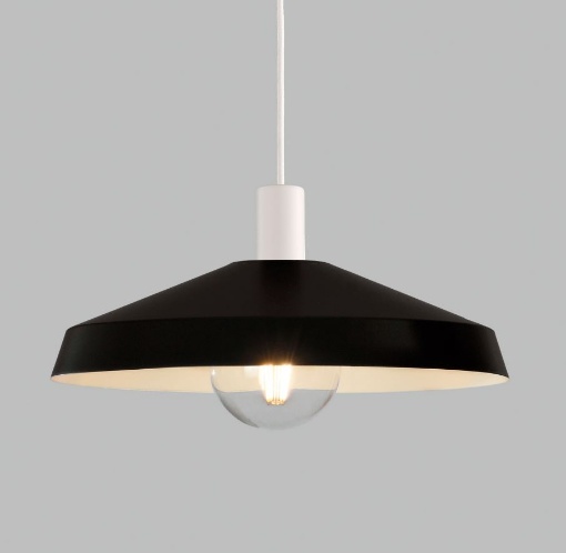 Immagine di Sospensione Bianca Evelyn Paralume Nero 1xE27 Ø43,5 cm ACB