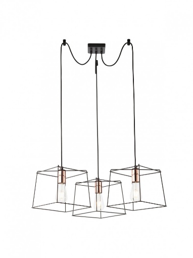 Immagine di Lampadario Decentrato Da Tavolo 3 Luci Cubi Pendenti Nero Sketch Smarter