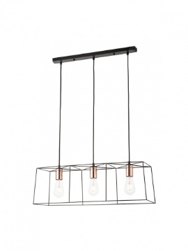 Immagine di Lampadario Squadrato Industriale Nero Per Tavolo Soggiorno 3 Luci Sketch Smarter