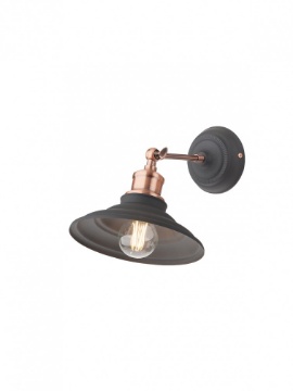 Immagine di Applique Industriale Retro Nero Rame Piatto Orientabile Spinner Smarter