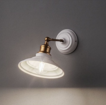 Immagine di Applique Stile Industriale Retro Piatto Bianco Oro Orientabile Spinner Smarter