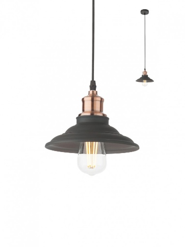 Immagine di Sospensione Stile Retro Piatto Nero Per Penisola Bancone Spinner Smarter