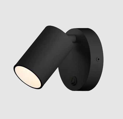 Immagine di Applique Luce Lettura Nera con Faretto Spot GU10 Orientabile Gina ACB