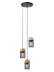 Immagine di Lampadario Cilindri 3 Luci Legno e Metallo Nero Per Tavolo Stem Smarter