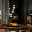 Immagine di Lampadario Cilindri 3 Luci Legno e Metallo Nero Per Tavolo Stem Smarter