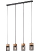 Immagine di Lampadario Binario 4 Luci Nero Per Soggiorno Rete Metallo Legno Stem Smarter