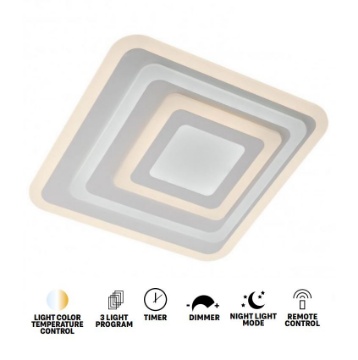 Immagine di Plafoniera Quadrata Led CCT 82w Da 3000k A 6000k Con Telecomando Stratos
