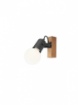 Immagine di Applique Industrial Legno Con Faretto Metallo Nero Orientabile Taffi Smarter