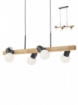 Immagine di Lampadario Binario Legno 4 Luci Spot Orientabili Metallo Nero Taffi Smarter
