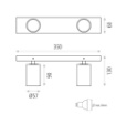 Immagine di Lampada Da Soffitto Nera Con 2 Faretti Orientabili GU10 Gina L35 cm ACB