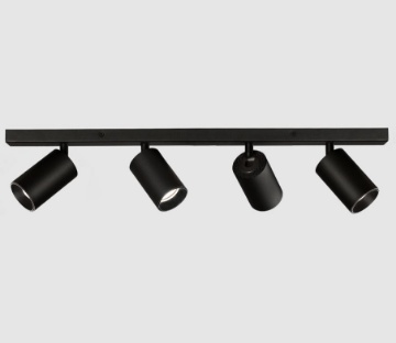Immagine di Lampada Nera Rettangolare con 4 Faretti Spots GU10 Orientabili Gina L80 cm ACB