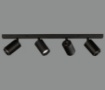 Immagine di Lampada Nera Rettangolare con 4 Faretti Spots GU10 Orientabili Gina L80 cm ACB