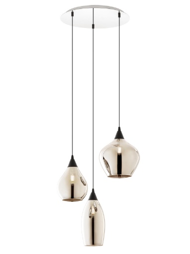 Immagine di Lampadario Rotondo Per Cucina Moderna Vetri Fume 3 Luci Tanner Smarter