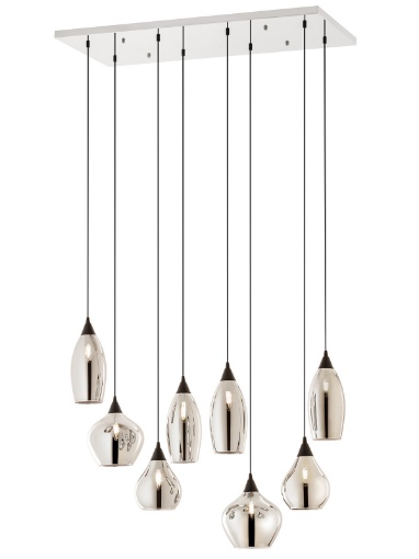 Immagine di Lampadario 8 Luci Pendenti Vetro Fume Per Soggiorno Moderno Tanner Smarter