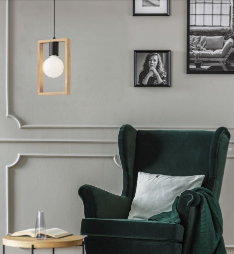 Immagine di Sospensione Singola Cornice Legno Naturale Metallo Nero Timber Smarter