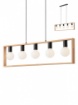 Immagine di Lampadario Legno Squadrato Per Tavolo 5 Luci Metallo Nero Timber Smarter