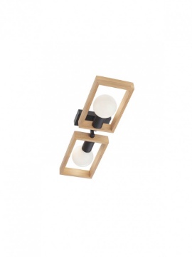 Immagine di Plafoniera Legno Naturale 2 Luci Portalampade Metallo Nero Timber Smarter 