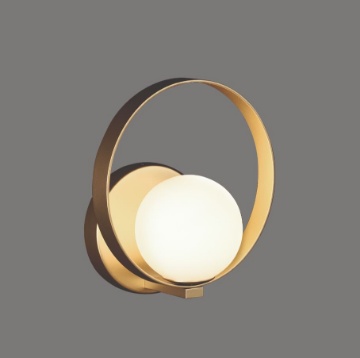 Immagine di Applique Design Anello Oro Con Sfera Bianca Led 5w Luce Calda ACB