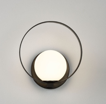 Immagine di Applique Anello Nero Halo Led 5w CCT Sfera Vetro Bianco ACB