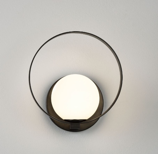 Immagine di Applique Anello Nero Halo Led 5w CCT Sfera Vetro Bianco ACB