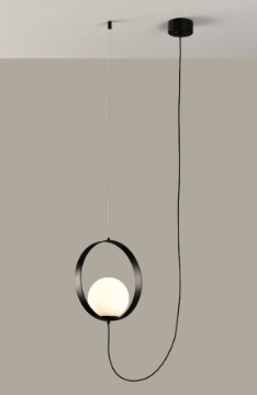 Immagine di Sospensione Nera Con Decentramento Sfera Bianca Halo Led 5w CCT ACB