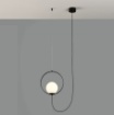 Immagine di Sospensione Nera Con Decentramento Sfera Bianca Halo Led 5w CCT ACB