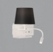 Immagine di Applique Hold Bianca Camera da Letto Paralume Nero+Spot Led Orientabile Lato Sinistro ACB