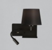 Immagine di Applique Hold Nero con Paralume e Spot Led Orientabile Lato Destro con Usb ACB