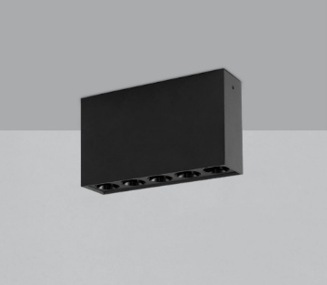 Immagine di Lampada Soffitto Rettangolo Nero 5 Luci Led 12w 3000k Ottica 36 Invisible ACB