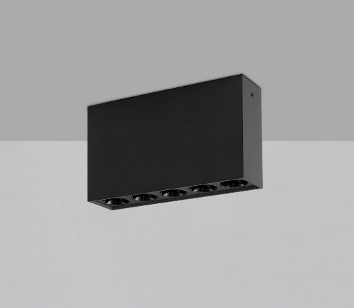 Immagine di Lampada Soffitto Rettangolo Nero 5 Luci Led 12w 3000k Ottica 36 Invisible ACB