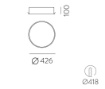 Immagine di Plafoniera per Incasso Rotonda Led 40w CCT 3000k/4000k Isia Bianco Ø43 cm ACB