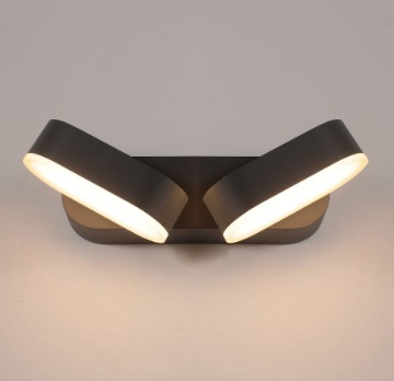 Immagine di Applique Esterna Kansas Due Luci Orientabili Led 11w 3000k Nero IP54 ACB