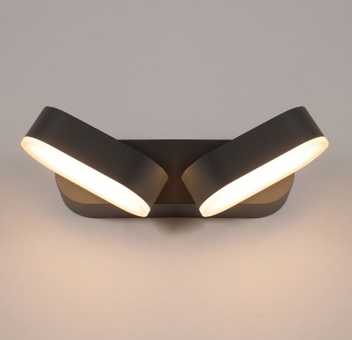 Immagine di Applique Esterna Kansas Due Luci Orientabili Led 11w 3000k Nero IP54 ACB