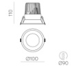 Immagine di Faretto Nero da Incasso Kidal Led 13w 3000k Ø10 cm IP44 ACB