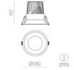 Immagine di Faretto Rotondo da Incasso Kidal Bianco Led 20w 3000k Ø13 cm IP44 ACB