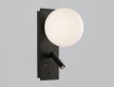 Immagine di Applique Led Multifunzione Per Comodini Nero Con Sfera Vetro Bianco Kin ACB