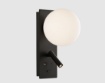 Immagine di Applique Led Multifunzione Per Comodini Nero Con Sfera Vetro Bianco Kin ACB