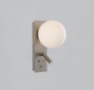 Immagine di Applique Kin Nichel Paralume Sfera Vetro Bianco e Spot da Lettura Orientabile ACB 