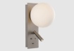 Immagine di Applique Kin Nichel Paralume Sfera Vetro Bianco e Spot da Lettura Orientabile ACB 